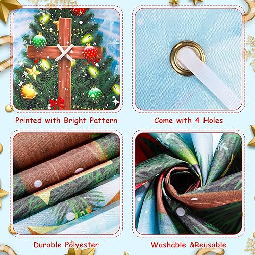 Miniatura 3 de Pancarta de cubierta de puerta de Navidad con cruz religiosa para puerta, decoración de Navidad comienza con Cristo, decoración de telón de fondo