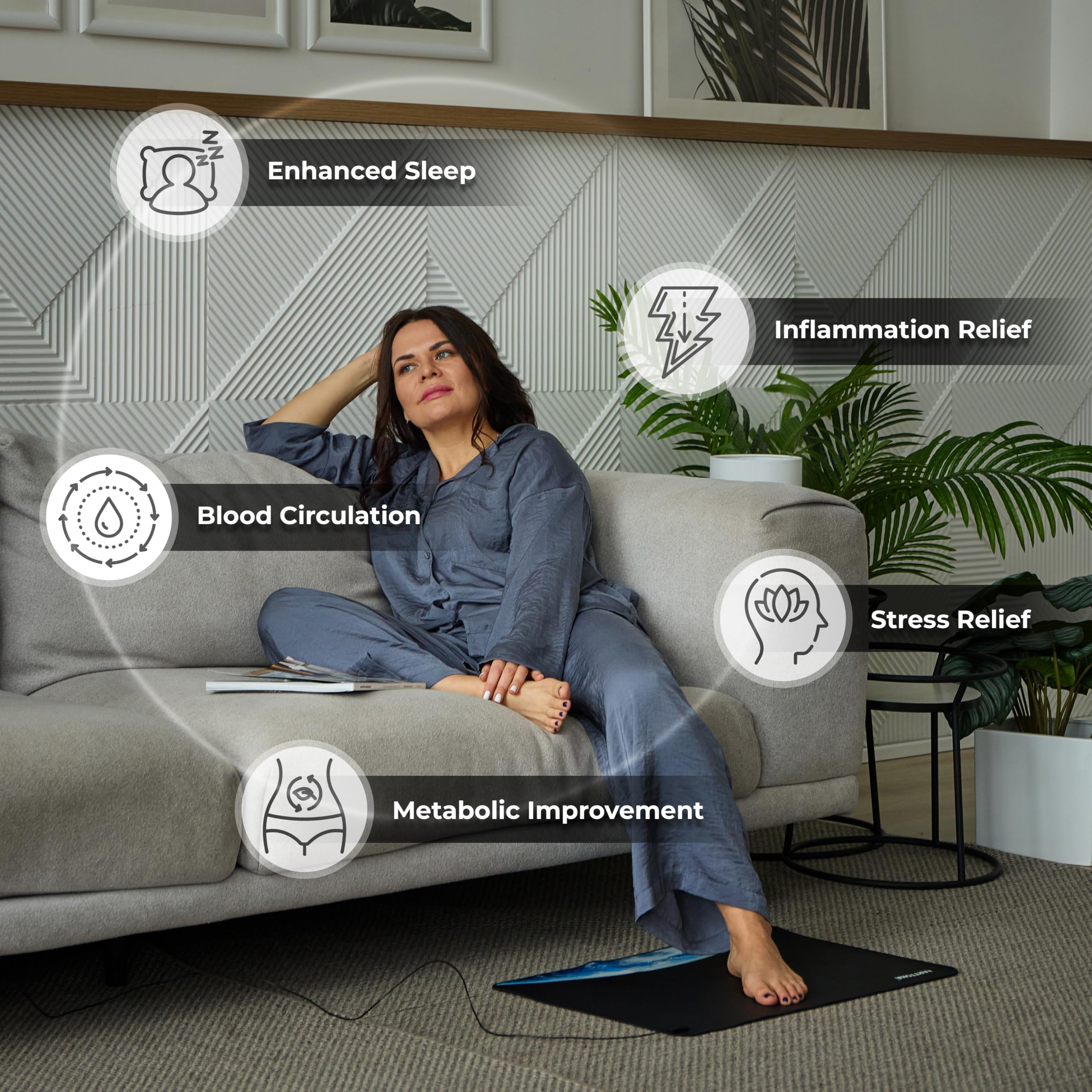 Tapis de sol pour un meilleur sommeil, soulagement du stress et bien-être – Tapis de mise à la terre de qualité supérieure pour bureau, lit et sol – Matériau durable et non toxique – Comprend