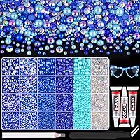 Vista 12 de BELLEBOOST 50g Juego de Perlas Planas y Diamantes de Imitación 1-Rosa y Blanco, Tamaño Mixto 3-10mm, Resina, Diamantes de Imitación y Medias Perlas