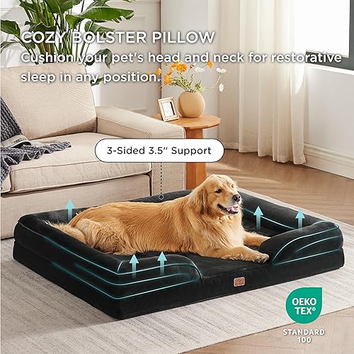 Vista 94 de Bedsure - Cama ortopédica mediana para perros, sofá cama impermeable para perros medianos, espuma de soporte con funda extraíble y lavable, forro