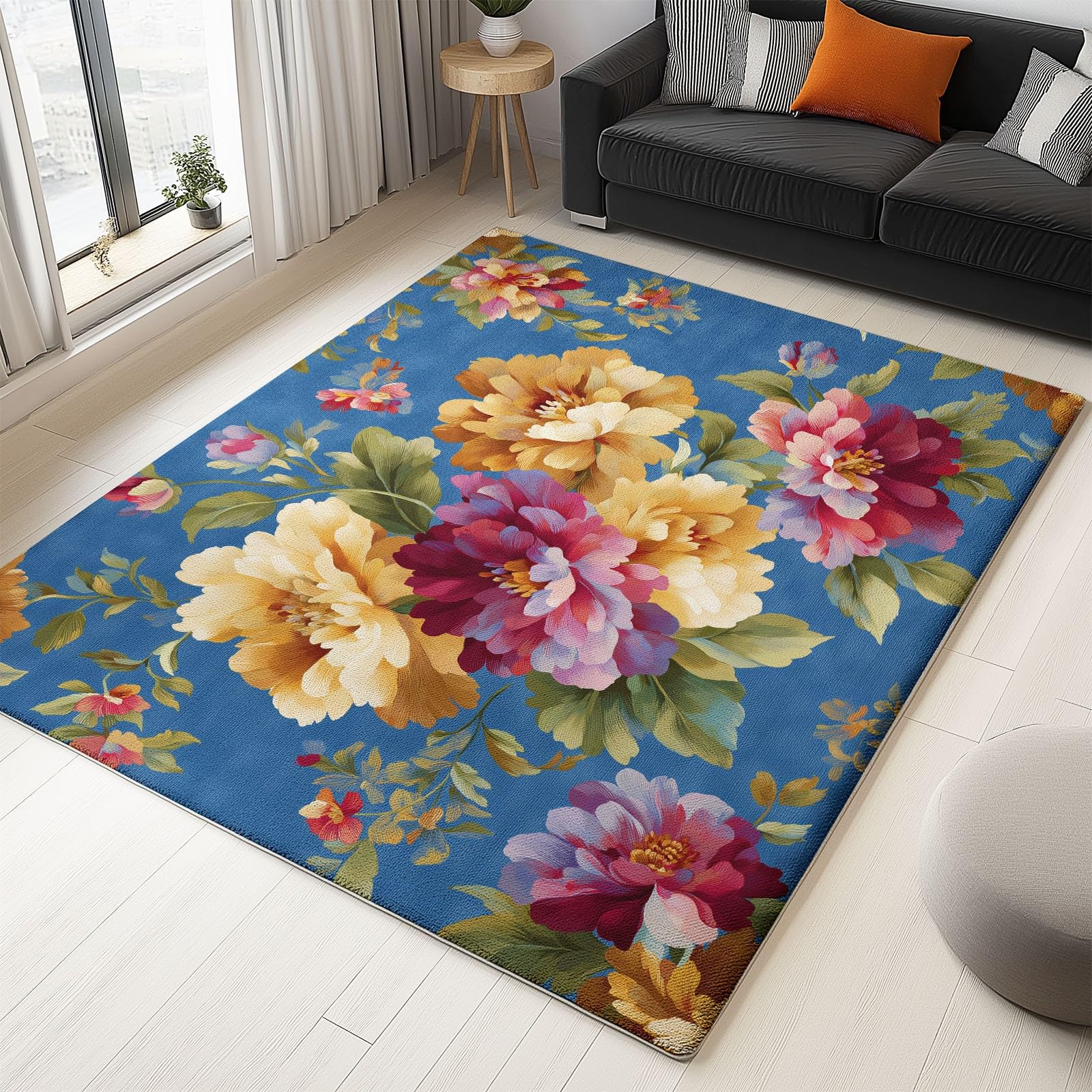 Dywan Korytarz Tło Kwiaty Natura Elegancja Sztuka, Krótkie włosie Miękkie Można prać w pralce 140 x 200 cm Prostokątne Dywaniki antypoślizgowe Łatwe do czyszczenia, do przedpokoju do salonu sypialni