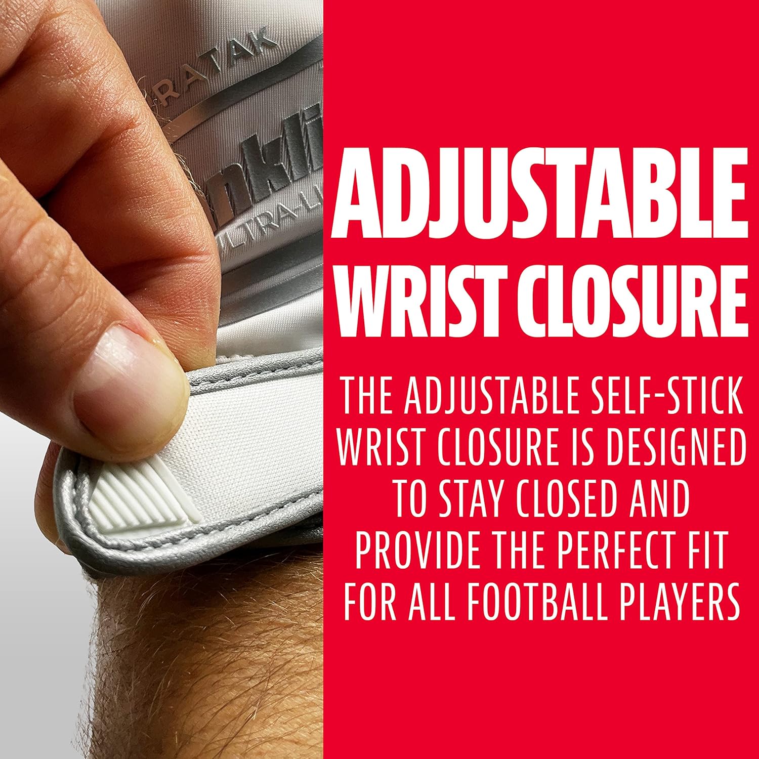 Franklin Sports Supratak Football Receiver Gloves - White/Chrome - Adult Small - Image 7