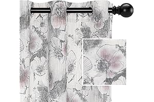 Floral Printed Pink and Gray Curtains