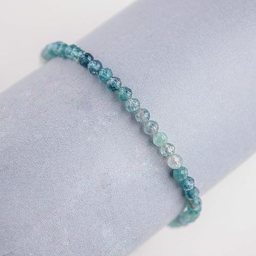 Miniatura 18 de OdrillionGems Pulsera de bolo de plata de ley 925 con cuentas redondas facetadas, hecha a mano, minimalista, cristales curativos, deslizante