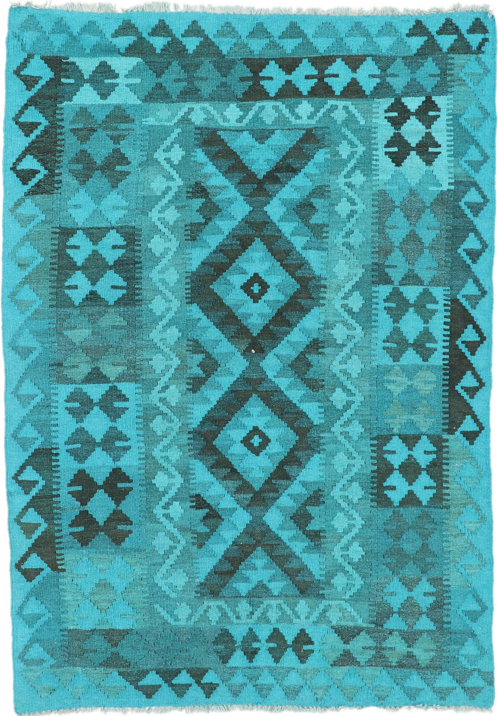 Tapis d'Orient Kilim afghan tissé main en laine de 104x147 cm