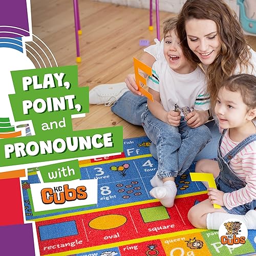 Miniatura 12 de KC CUBS abecedario de colección de diversión, alfombra de área para aprendizaje educativo de números y formas, para recámara de niños y sala de