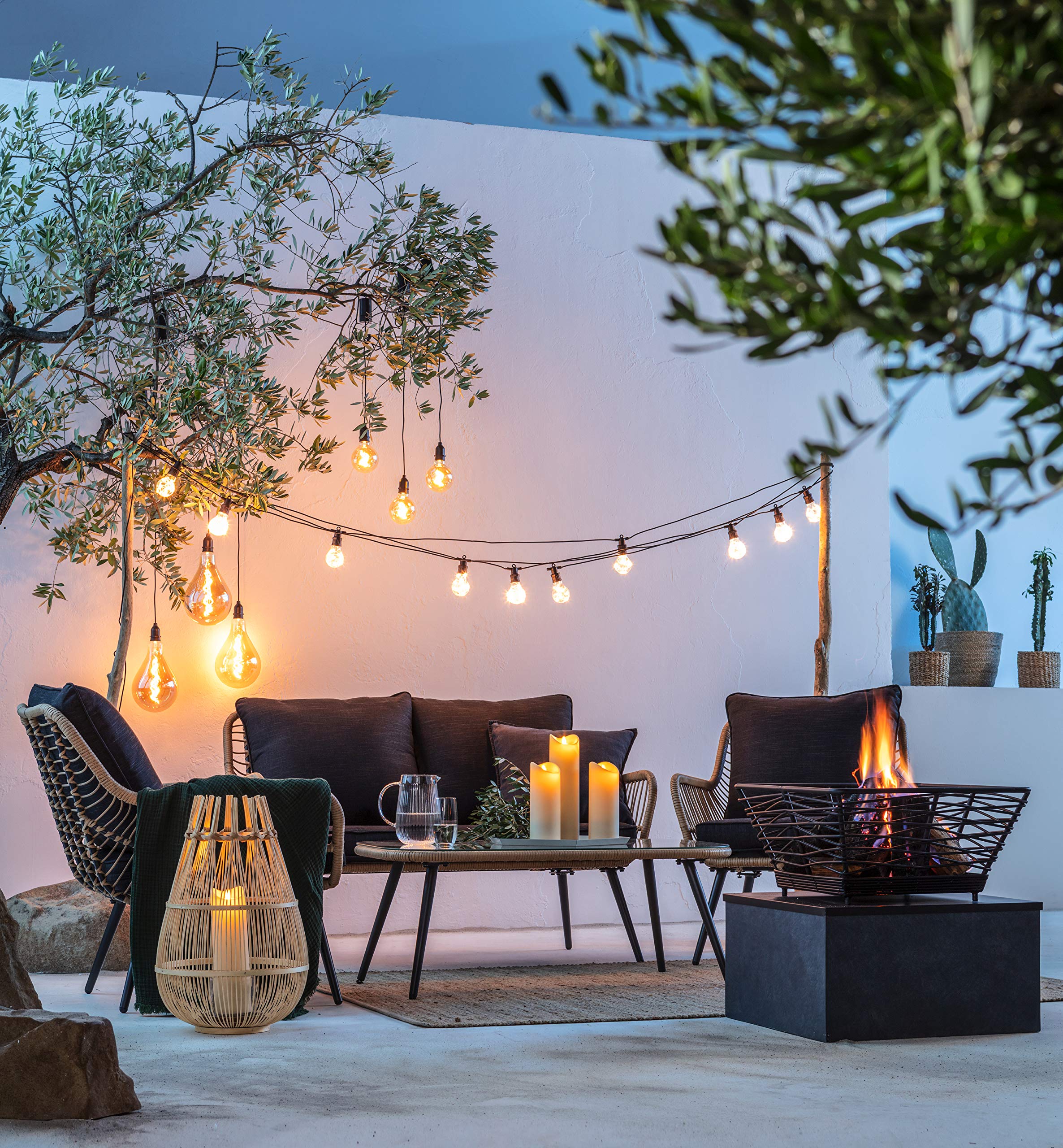 Dehner Świeca outdoorowa z oświetleniem LED, Ø 9 cm, wysokość 30 cm, tworzywo sztuczne, kremowa