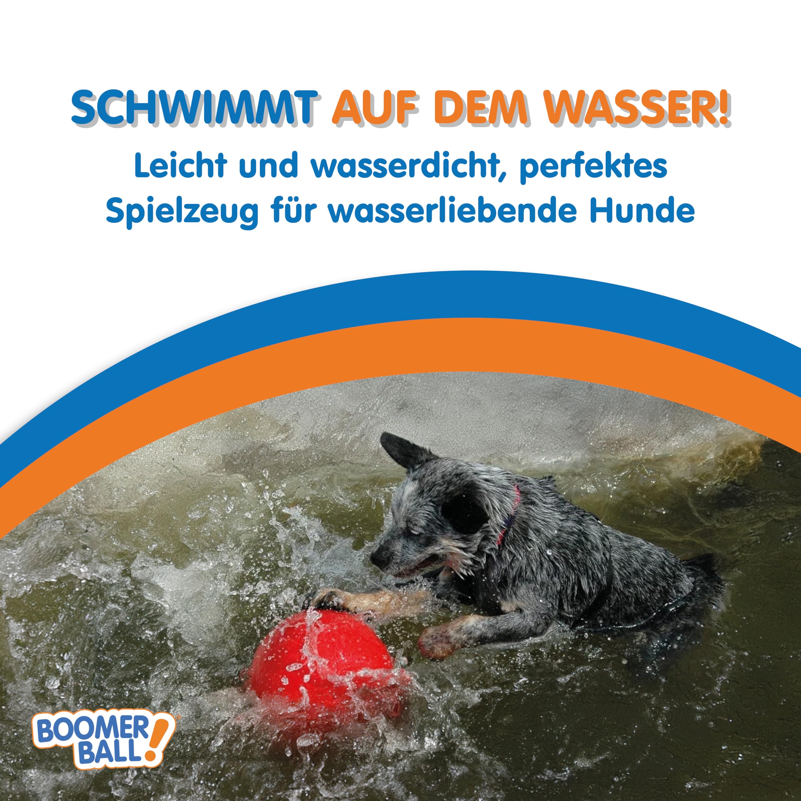 BOOMER BALL - Fast unzerstörbarer Hundeball, schwimmt auf dem Wasser, Ideal für bewegungsfreudige und energiegeladene Hunde, robustes & langlebiges Hundespielzeug (Größe 20cm, Blau oder Rot)