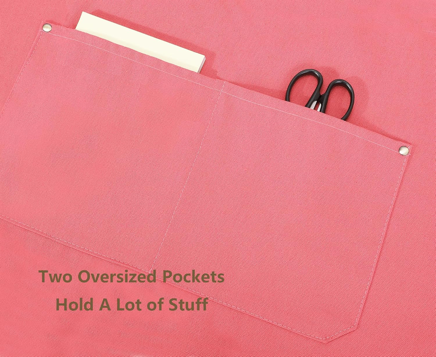 AFUN Chef Aprons for Women Men with Oversized Pockets, 12-Ounce Cotton Canvas Cross Back Water Repellent Apron (Pink) - Image 8