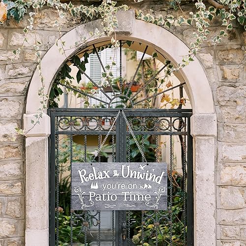 Vista 21 de Hotop Letrero de metal para patio al aire libre, decoración para patio trasero, porche, arte de pared, balcón, glorieta, accesorios para decoración