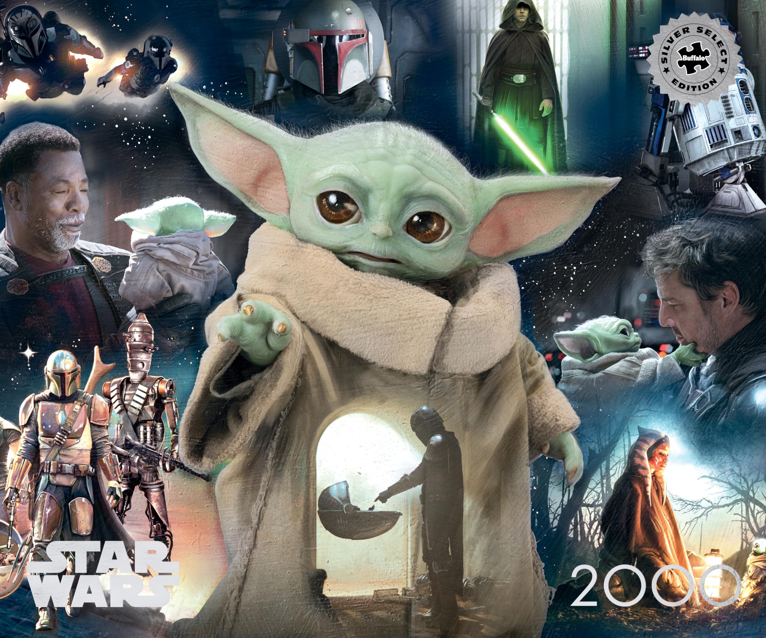 Buffalo Games - 2000 Piece Silver Select Star Wars Grogu’s Journey Jigsaw Puzzle Challenging and Colorful Puzzle for Adults – Precision-Cut Pieces, Beautiful Artwork, and Hours of Relaxing Fun