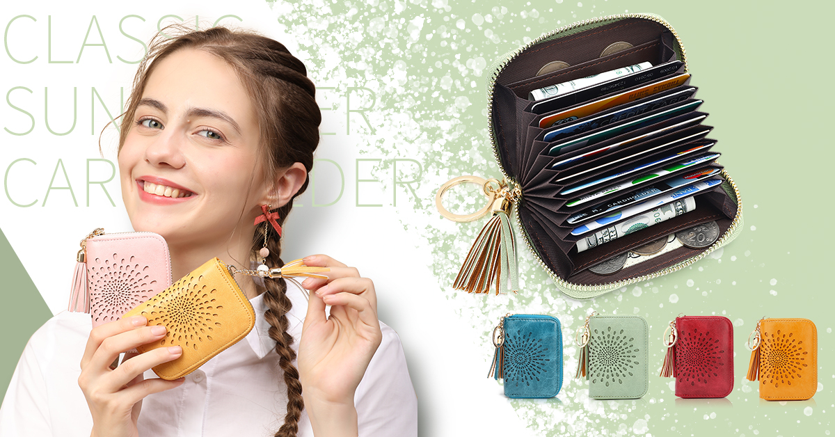 APHISON Porta Carte Di Credito Donna - Mini Pochette In Microfibra Con 10 Scomparti E Confezione Regalo