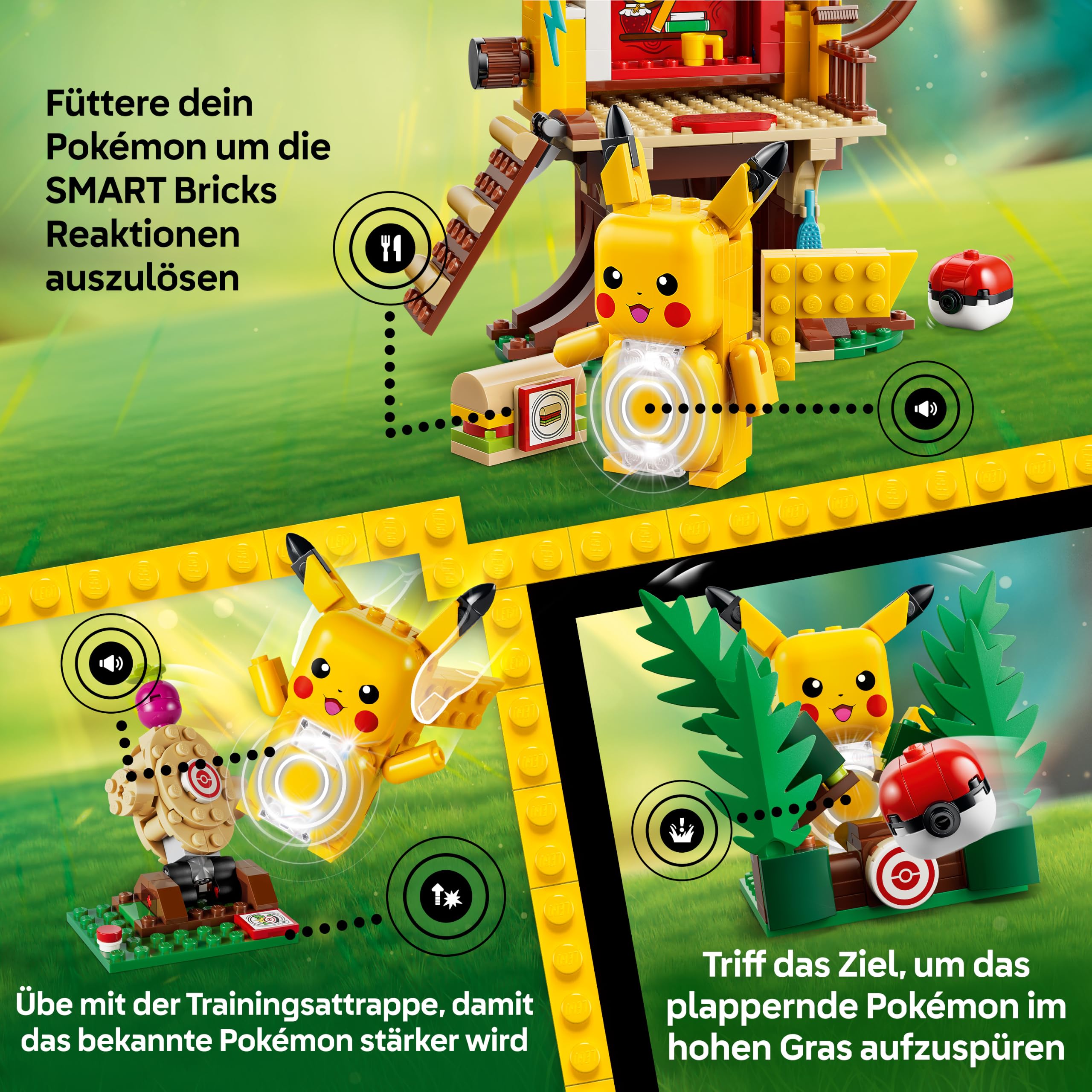 LEGO Pokémon SMART Play: Trainingshaus mit Pikachu - interaktives All-in-1 Spielset mit SMART Brick, 4 Tags, Figur und Ladegerät - Geschenkidee für Kinder ab 6 Jahren - 72164