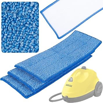 Microfibre Wipes Set 3 Pieces High Absorbency, 32 x 12.5 cm | Floor Washing, Tiles, Parquet | Compatible with Karcher SC EasyFix Steam Cleaner