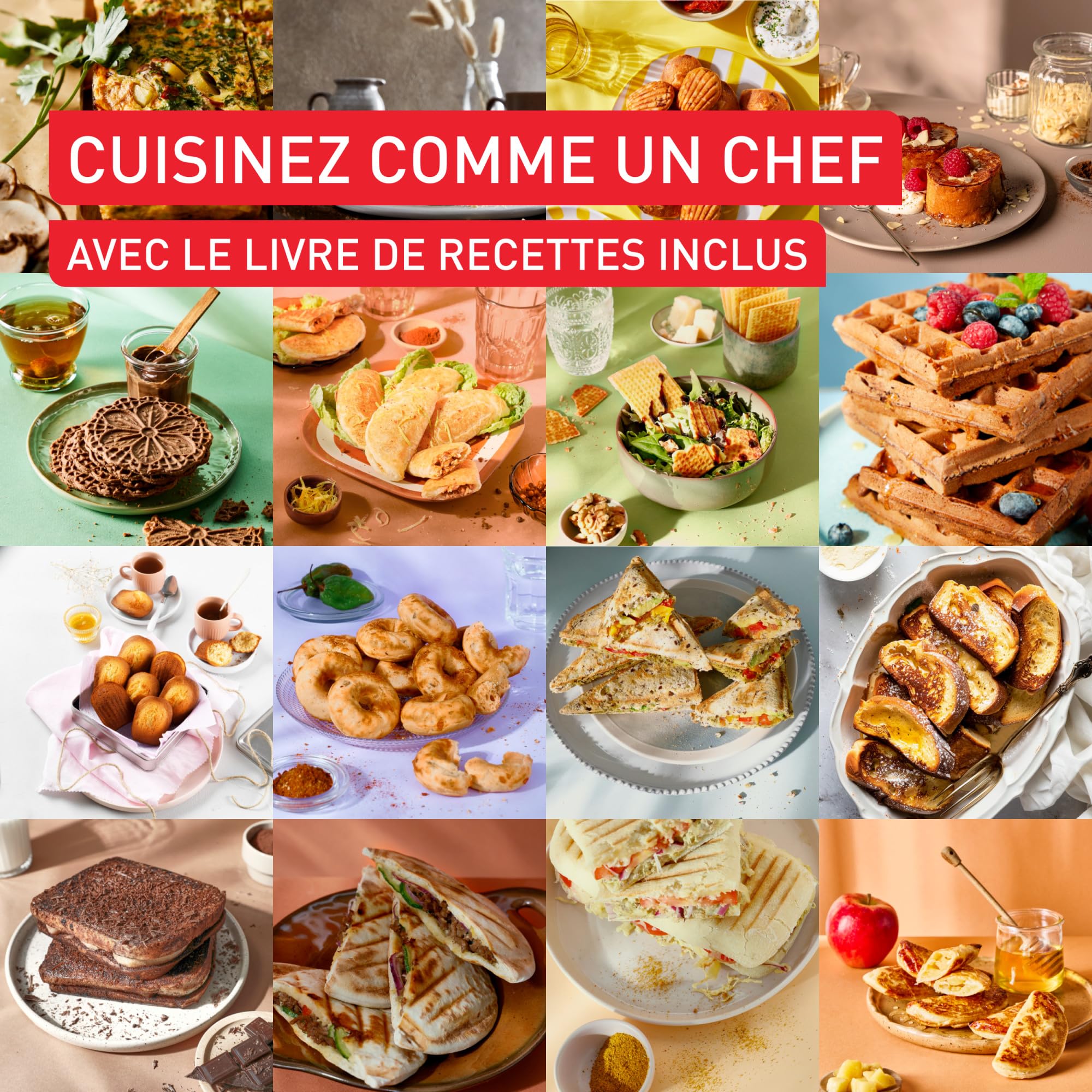 Tefal Snack Collection, Appareil à gaufre et croque-monsieur, 20jeux de plaques disponibles, Recettes sucrées et salées, SW8674F0