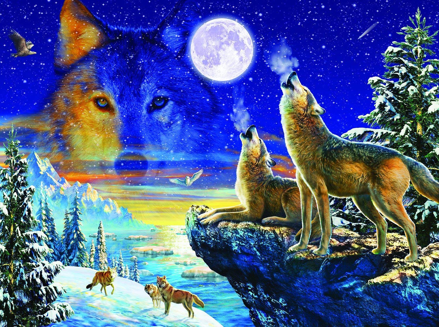 Howling Wolves 1000 pc Jigsaw Puzzle by SunsOut