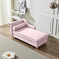 Vista 11 de Chaise Lounge para interiores, sofá de salón tapizado de terciopelo con espacio de almacenamiento oculto, sofá cama con marco de madera maciza