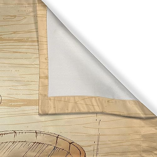 Miniatura 3 de Ambesonne Cortinas de cocina de vino, barriles de madera y racimo de uvas sobre fondo de madera, obras de arte con temática de cosecha botánica,