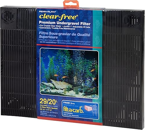 Penn-Plax Filtro de acuario Undergravel para 20 tanques largos - 29 galones - Dos placas de 14 x 11.1 pulgadas - Sistema debajo de grava para agua