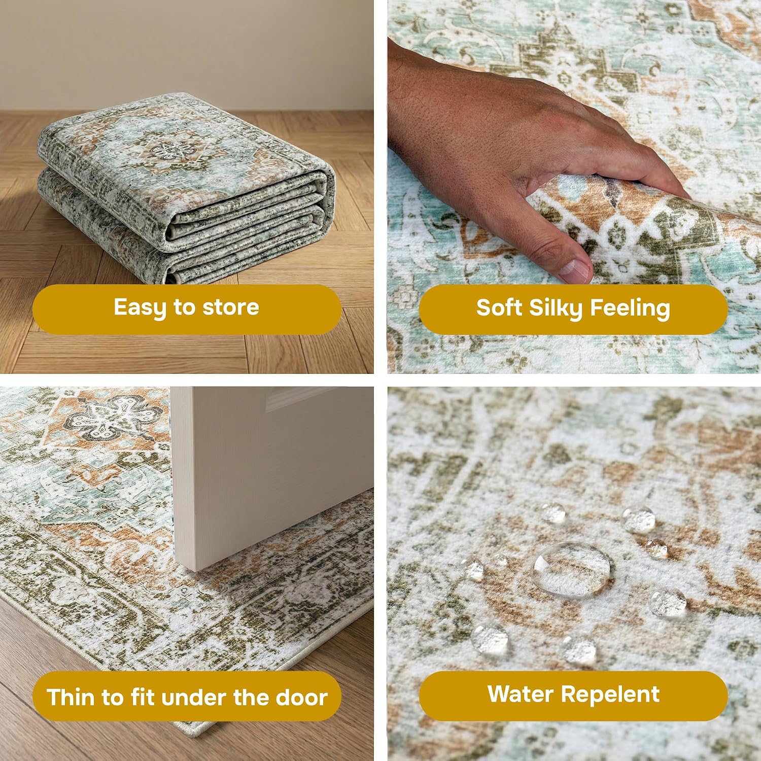 3x5 Area Rugs for Living Room, Washable Runner Rugs for Bedroom, Entryway Hallways Clearance Kitchen Indoor Boho Carpet, Beige Office Rug (Soft Terracota, 3' x 5' (Rectangular))