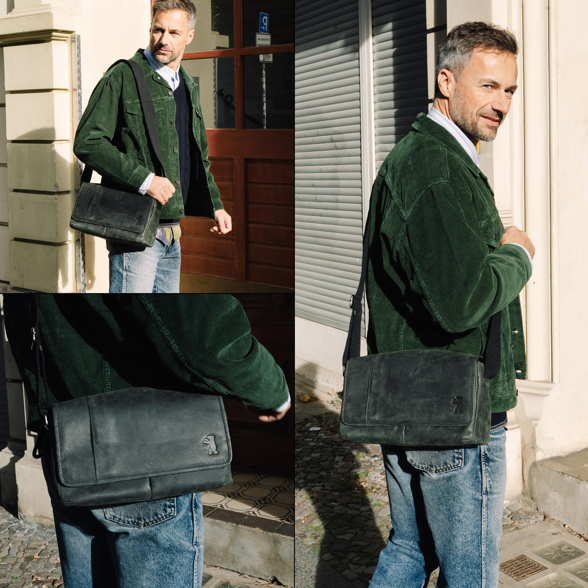 Berliner Bags Borsa da Lavoro X-Berg in Vera Pelle con Chiusura Magnetica, Formato Medio per Ufficio e Quotidianità, Uomo e Donna – Grigio Scuro