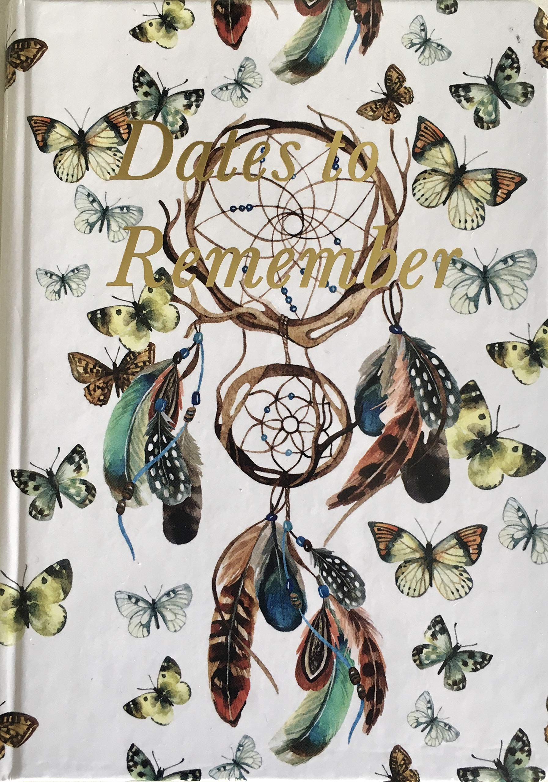 Maturi A5 Hardback Dates to Remember Notebook, Dream Catcher Design with Gold Foil Detailing and Gloss Finish, White