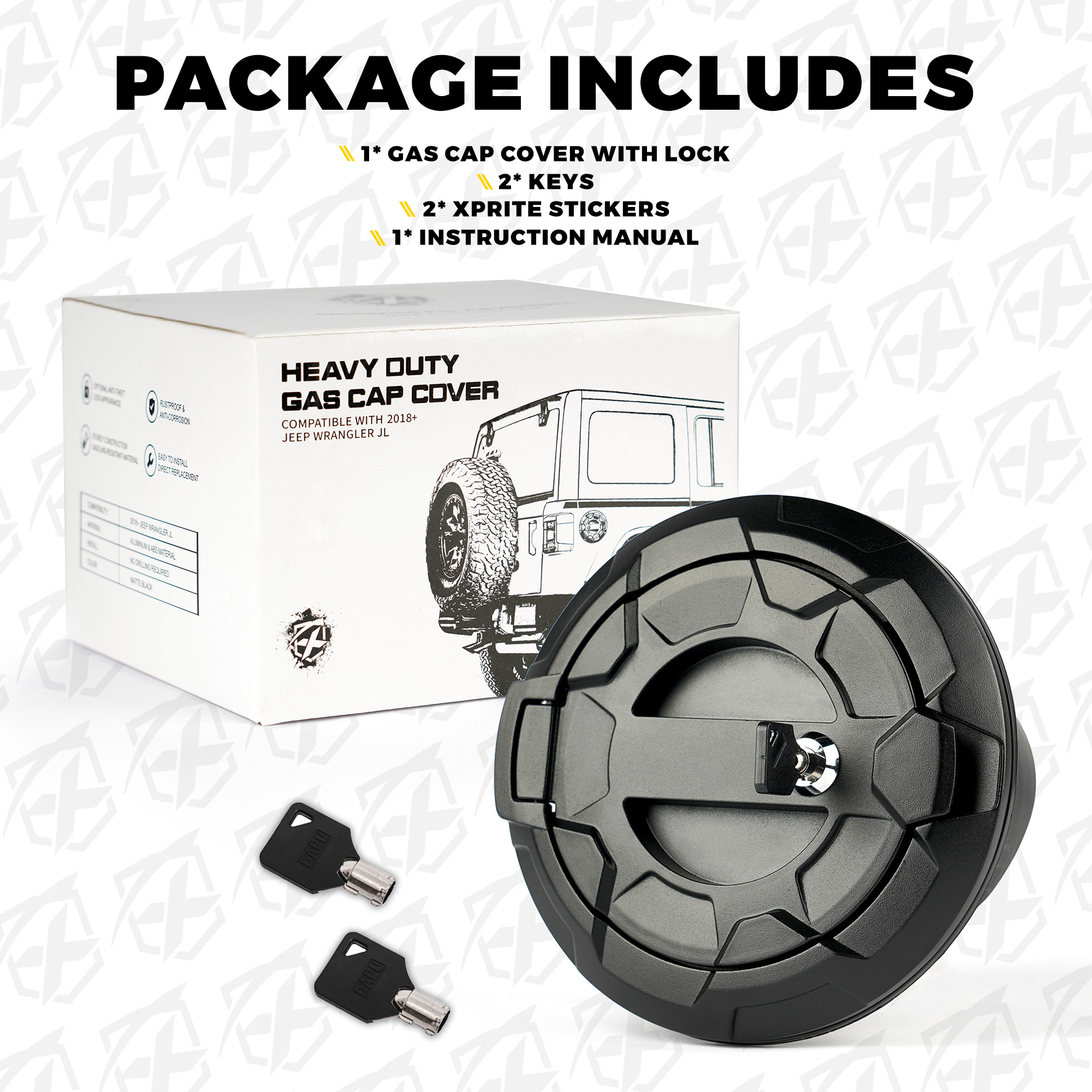 Xprite Locking Gas Cap Cover Compatible with Jeep Wrangler JL JLU