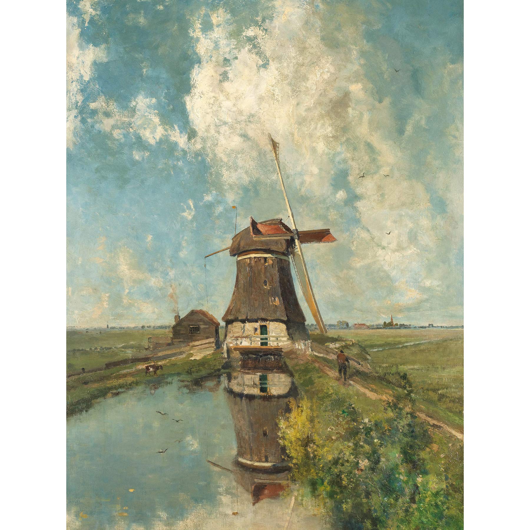 Artery8 Paul Gabriel A Windmill On A Polder Waterway Large Wall Art Poster Print Thick Paper 18X24 Inch