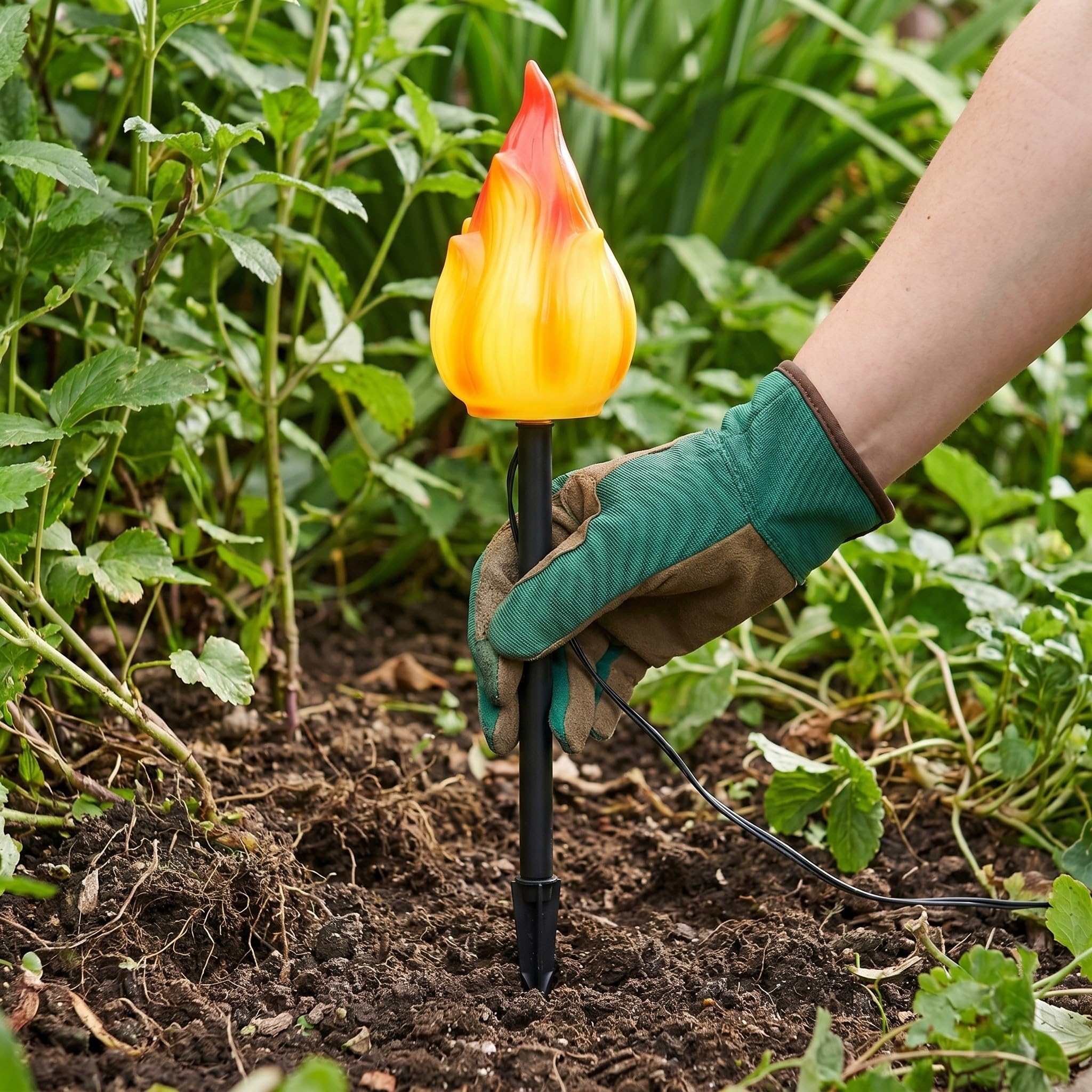 3 Piezas Antorcha Solar Decorativa de Jardín Llama Parpadeante