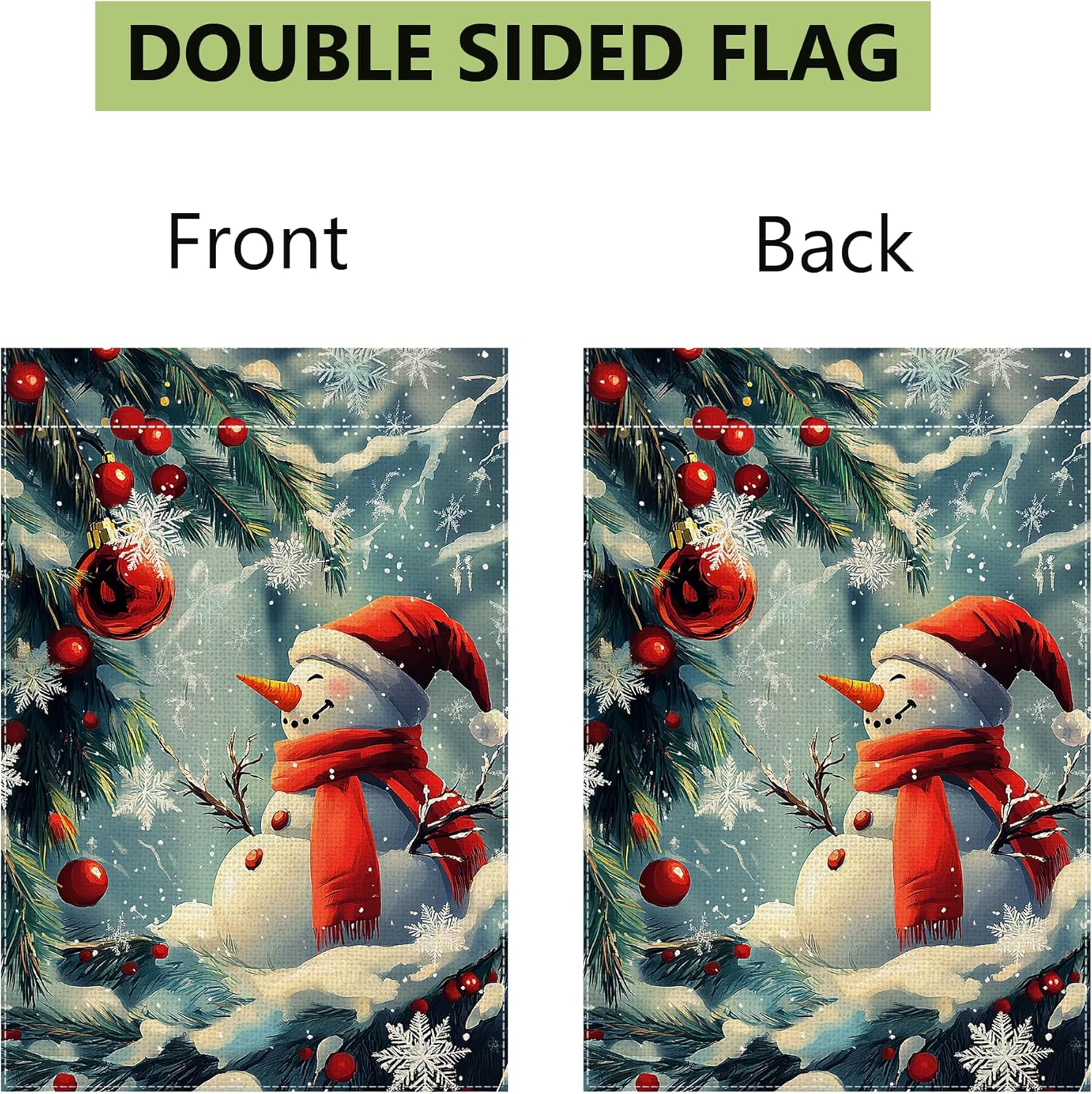 Winter Snowman Snowflake Christmas Garden Flag for Outside, Xmas Ball Welcome Yard Flag 12x18 Inch Double Sided Burlap Holiday Farmhouse Outdoor Flag Home Decoration - Image 7