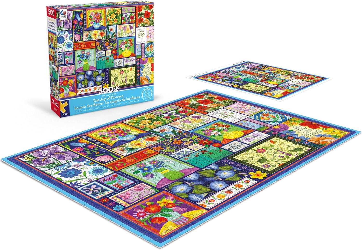 Ceaco - Tracey Flickinger - The Joy of Flowers - 500 Piece Jigsaw Puzzle - Relaxing and Fun Activity for Adults