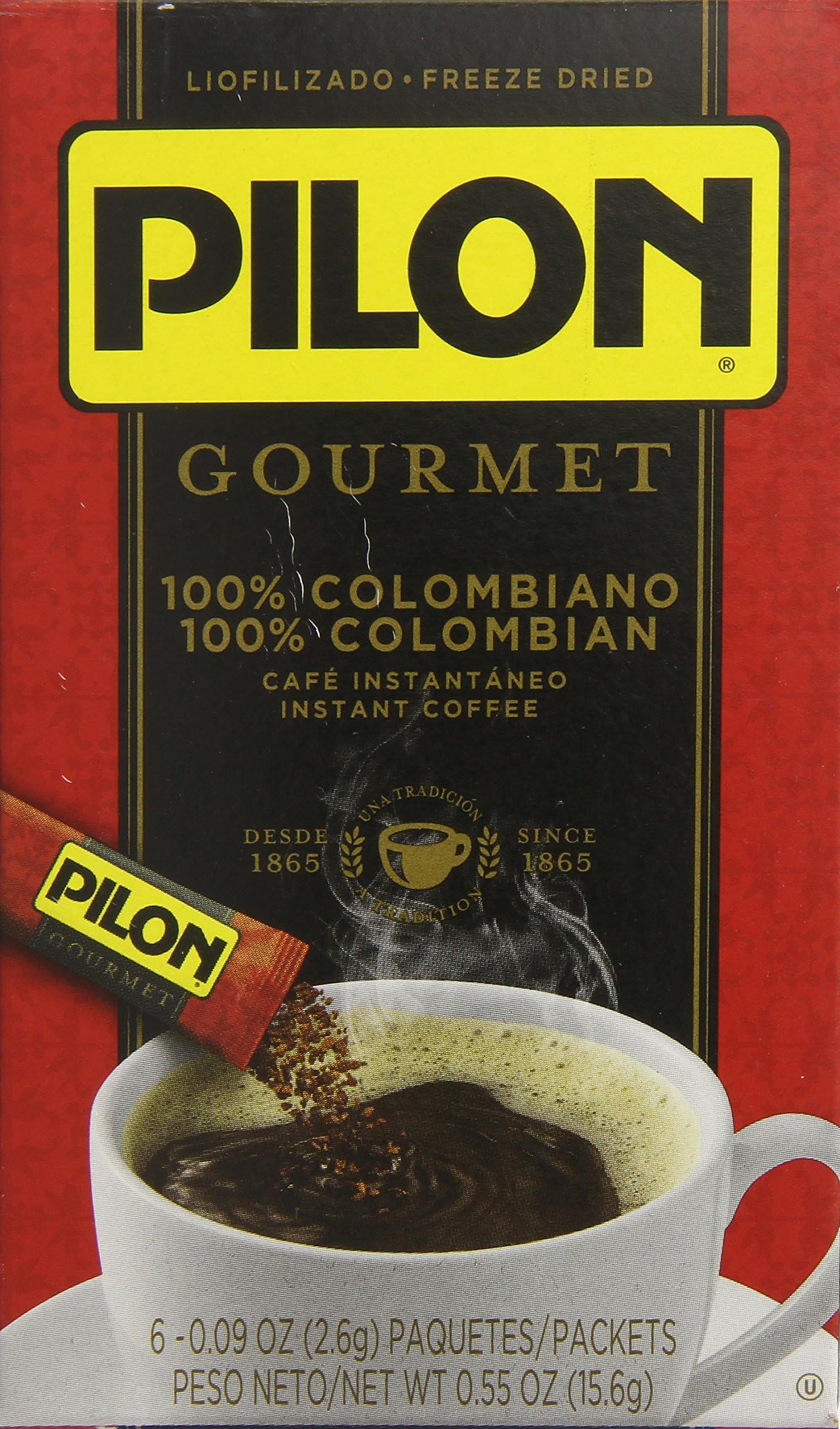 Pilon Gourmet 100% Colombian Instant Coffee, 6 individual packets by Pilon