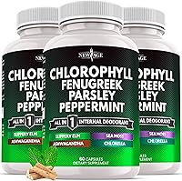 Vista 8 de Cápsulas de fenogreco de clorofila - Suplemento desodorante interno de menta - Fenogreco 20:1, musgo marino, perejil, clorella, espirulina, olmo