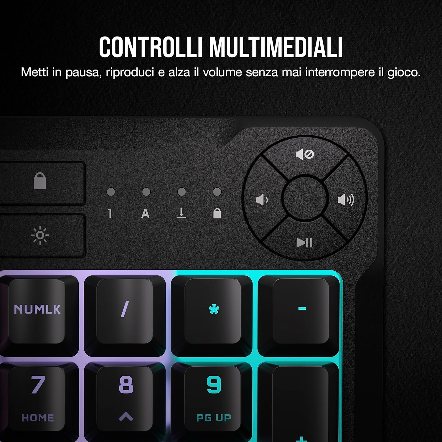 K55 CORE RGB Tastiera da Gioco a Membrana Cablata ÔÇô Interruttori Silenziosi e Reattivi ÔÇô Resistenza al Versamento ÔÇô RGB a Dieci Zone ÔÇô Compatibile con iCUE ÔÇô QWERTY IT ÔÇô PC - Tastiera gaming - Immagine 2