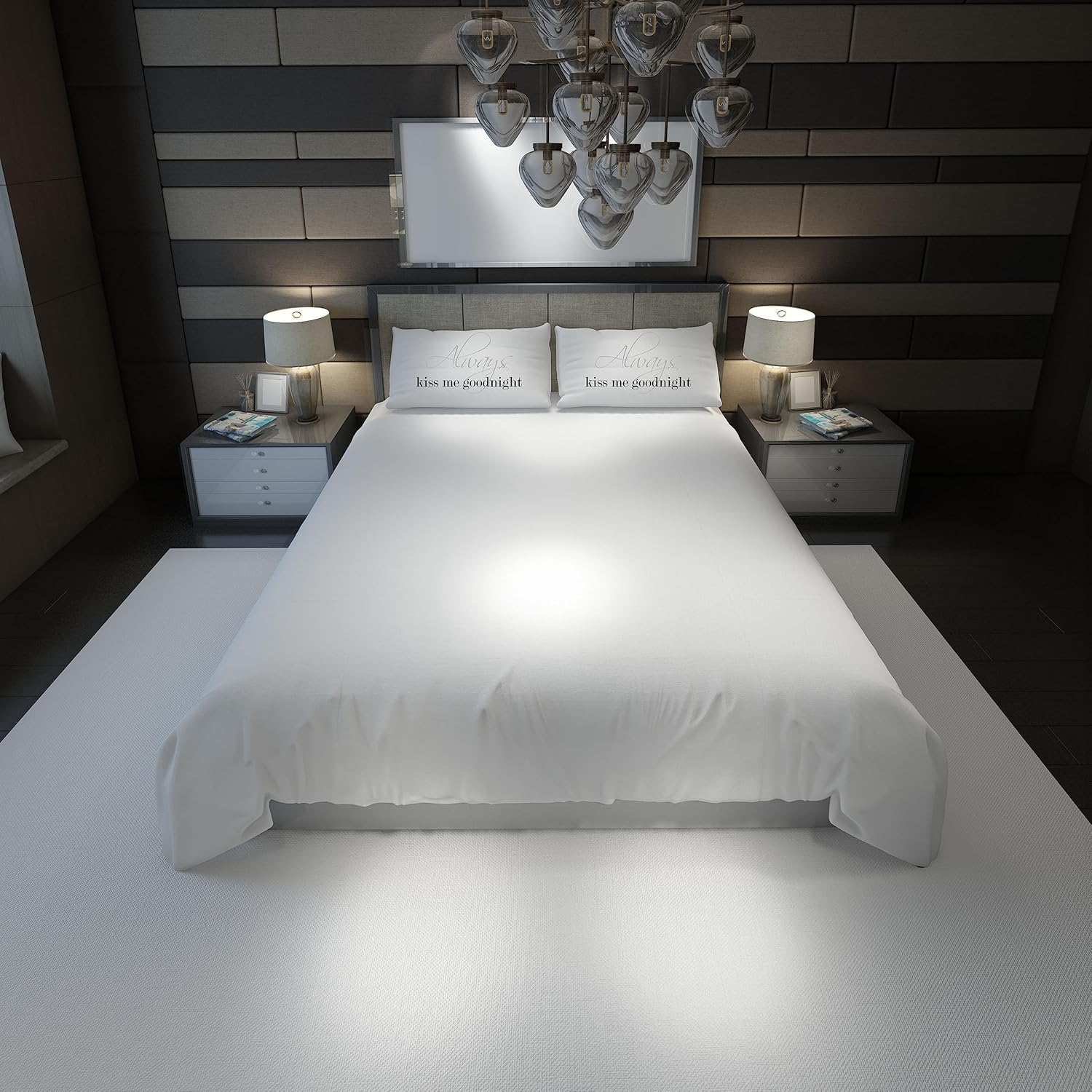 Oh, Susannah Always Kiss Me Goodnight Always Kiss Me Good Morning Couples Pillowcases (for Weddings, People in Love) (Two 20x30 Inches Standard/Queen Pillow Cases)