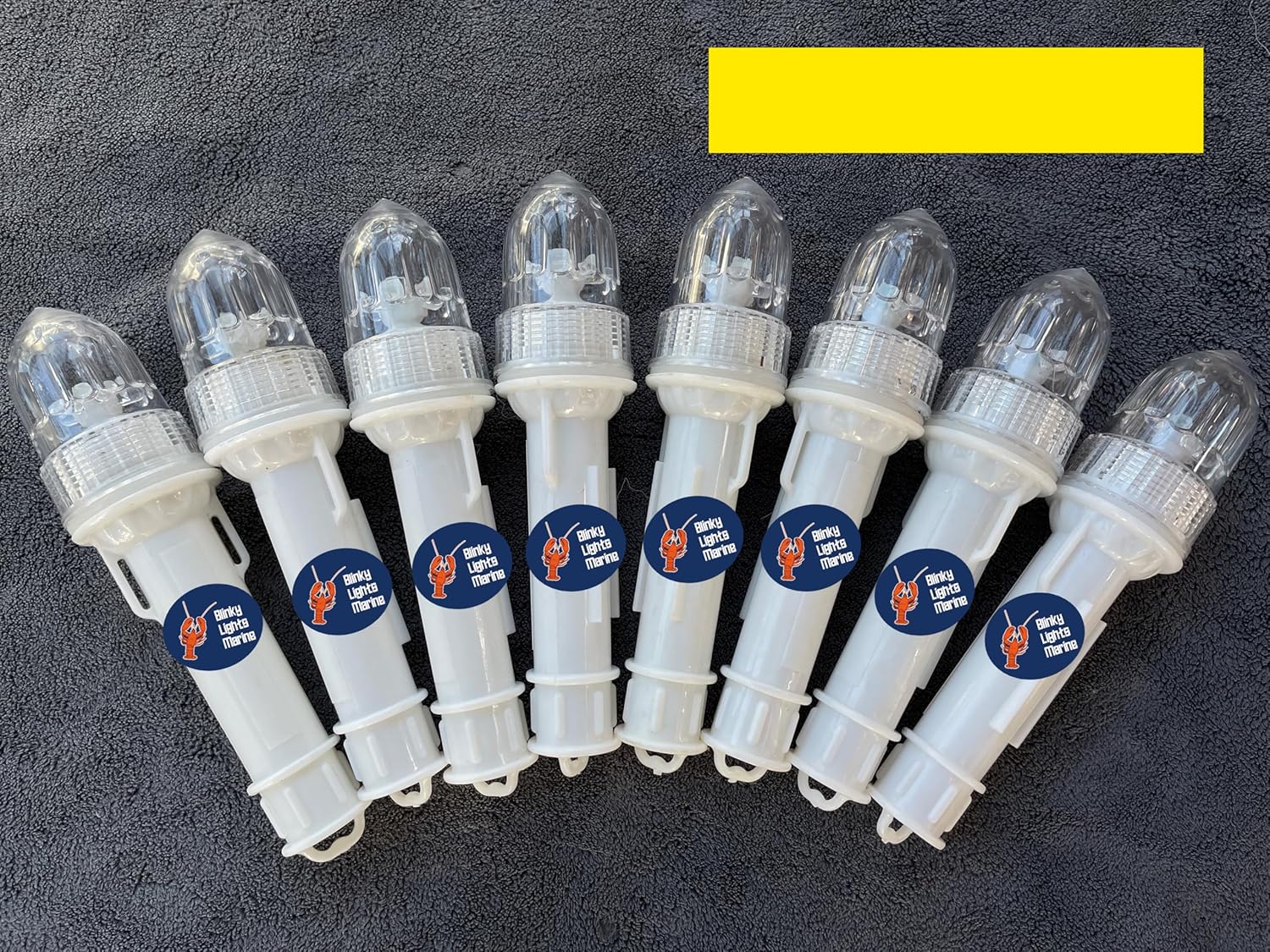 Blinky Lights Marine Fishing Strobe Lobster/Crab Hoop Net Marker Buoy, Yellow LED Flashing, Pack of 8, Model Original, Glow Stick Replacement