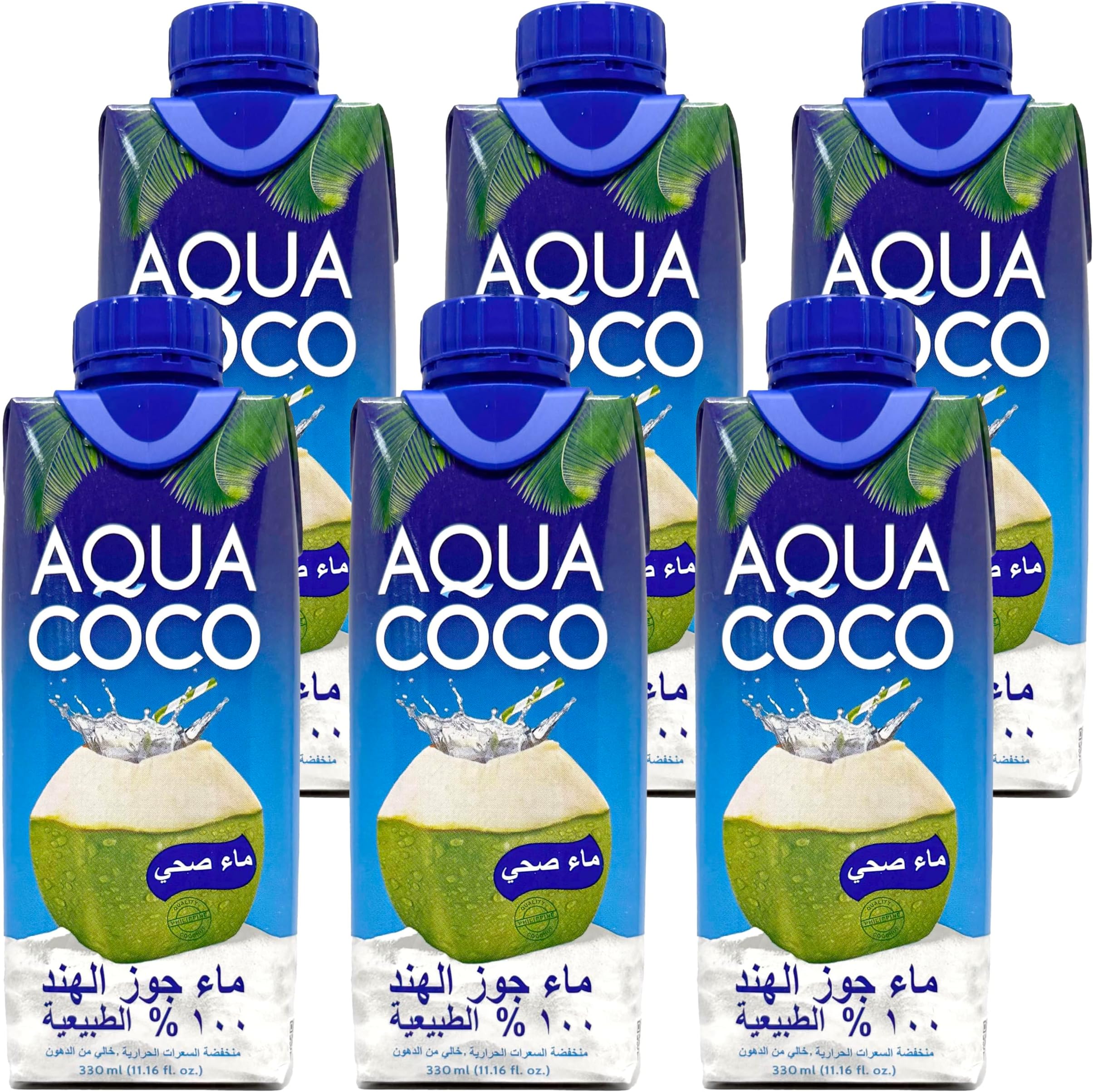 Aqua Coco 100%天然ココナッツウォーター 330ml 6個パック ホワイト