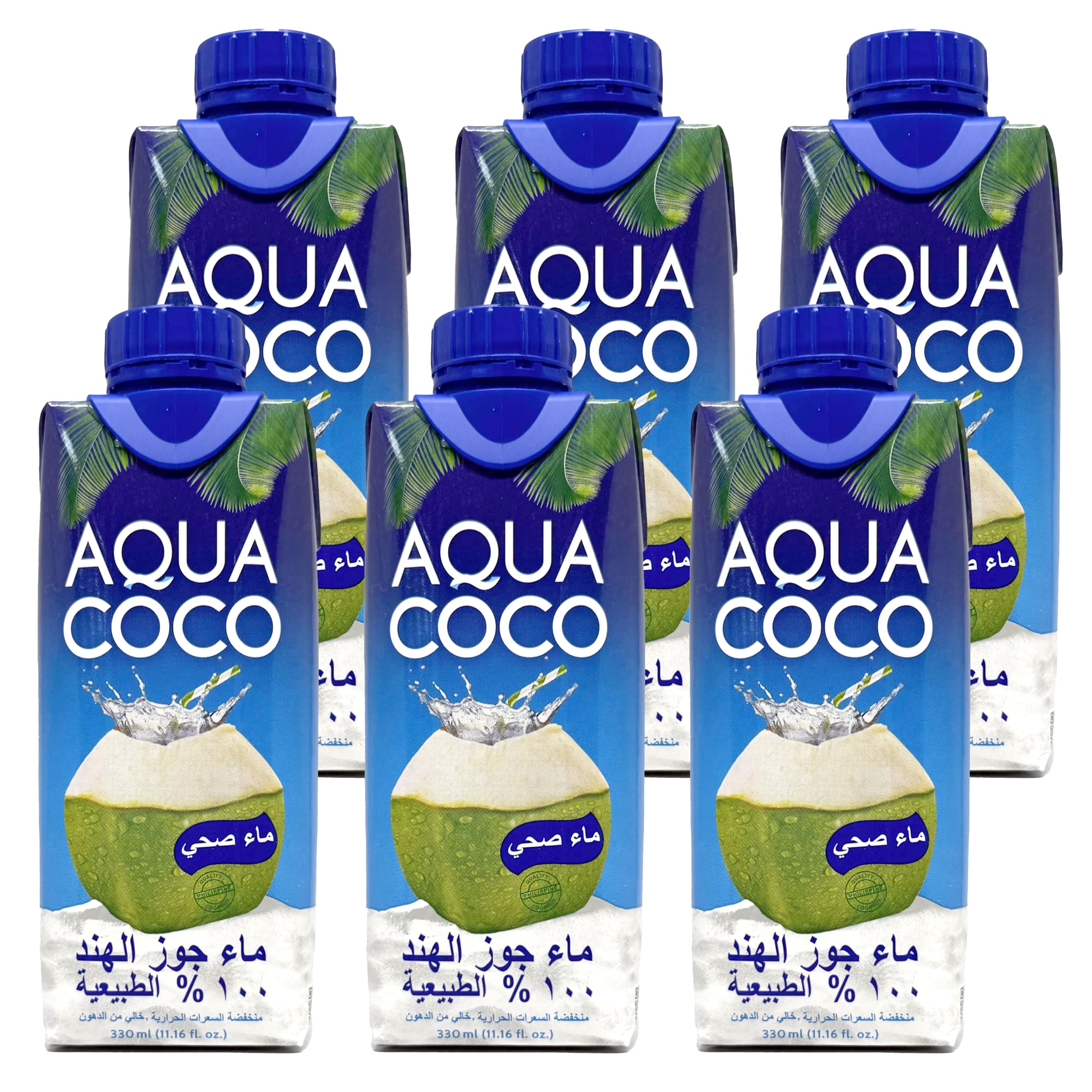 Aqua Coco 100%天然ココナッツウォーター 330ml 6個パック ホワイト