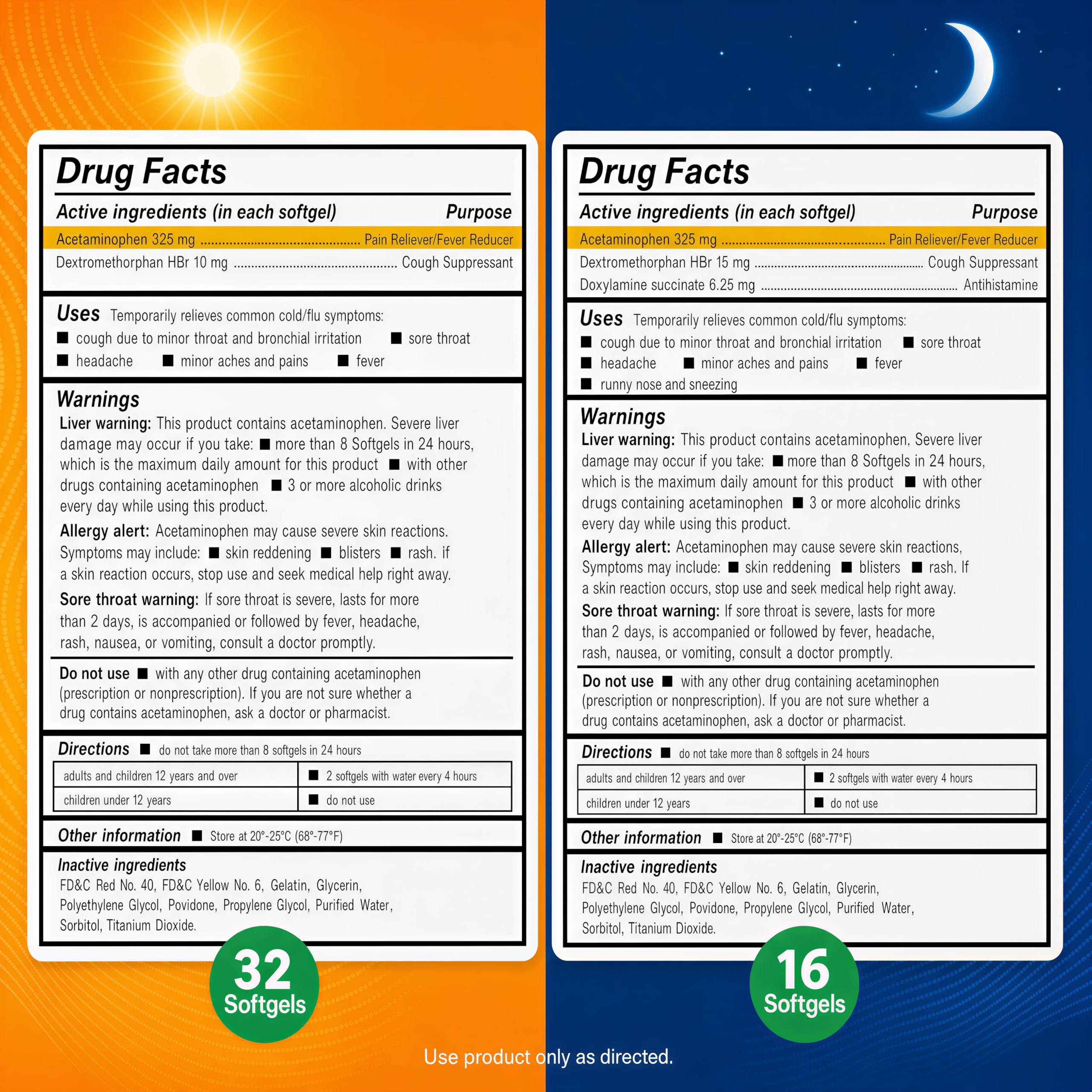 AXIV Day & Night Cold & Flu Medicine Combo Pack, 48 Softgels for Adults — Amazon image 2