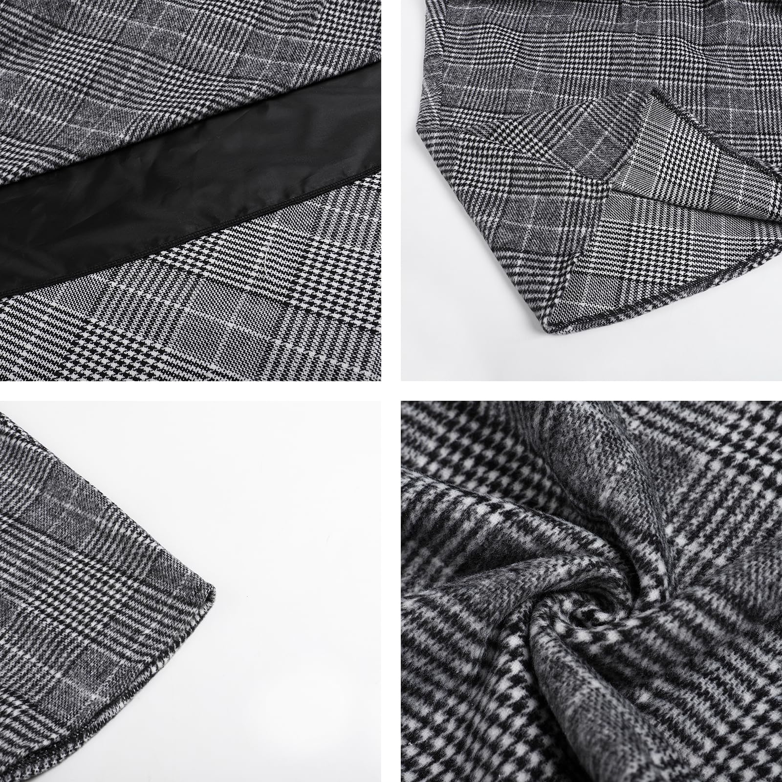 Jupe Longue Femme Hiver Laine Taille Haute Carreaux Trapèze Skirts | Jupe ecossaise femme au style rétro, 20 couleurs au choix, avec poches profondes et doublure douce.