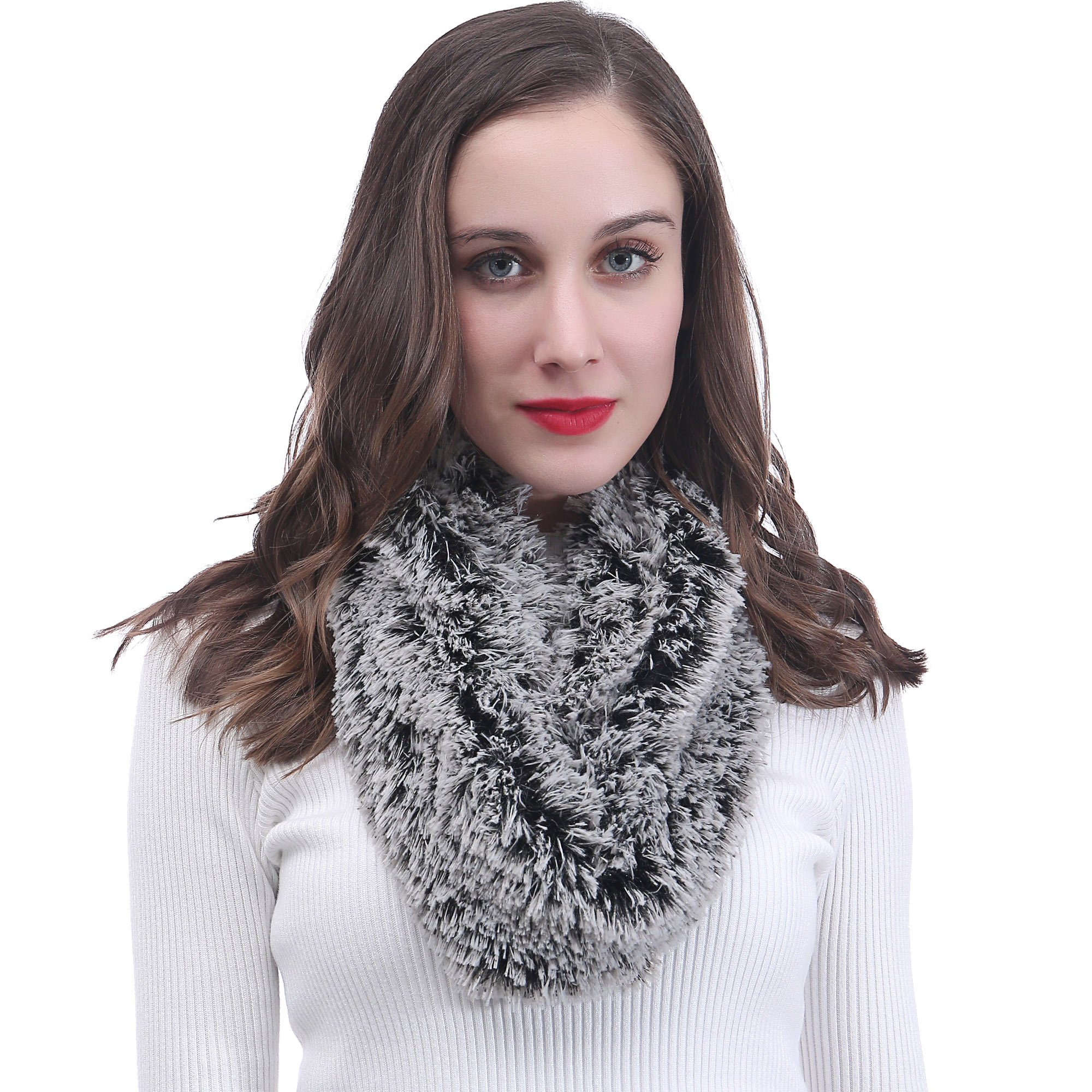 Lina & Lily Super Soft Fluffy Faux Fur Snood Scarf Neck Warmer