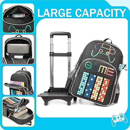 Miniatura 4 de Meetbelify Mochila con ruedas para niños Mochila con ruedas para niños Mochila con ruedas para estudiantes de primaria, Negro -, Mediana, Mochila,