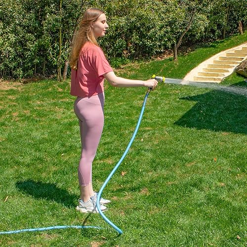 Miniatura 5 de Fevone Manguera de jardín resistente de 25 pies, diámetro interior de 58 pulgadas, explosión de 450 PSI, accesorios de latón macizo de 34 pulgadas,