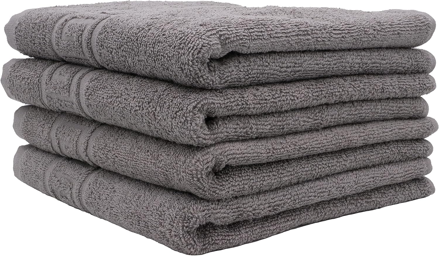 4 GREY HAND TOWELS SET,100 NATURAL COTTON 50X90 CM LARGE HOTEL QUALITY