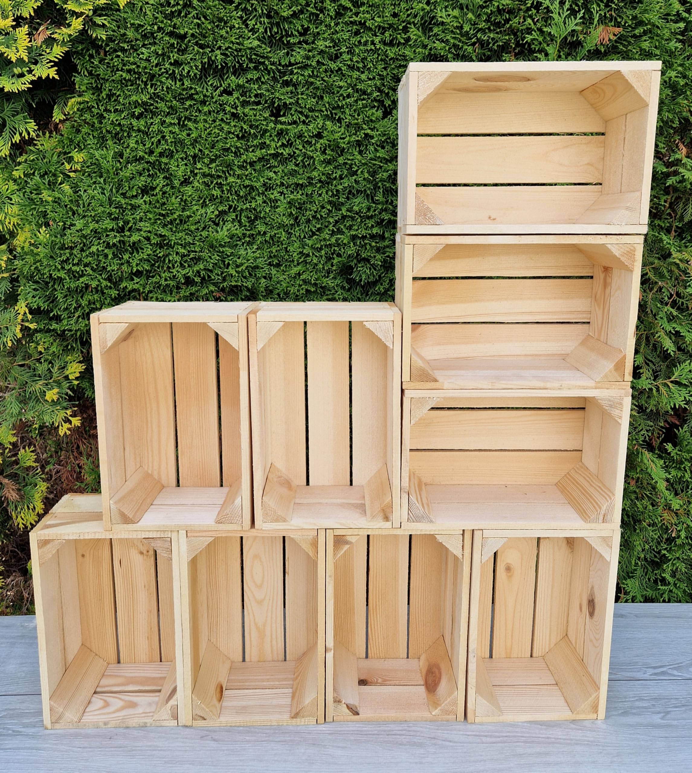 PYXIDAS Rustic Wooden Storage Boxes & Crates - Handmade Vintage Home Decor (Natural 9 crates, 30x20x15)
