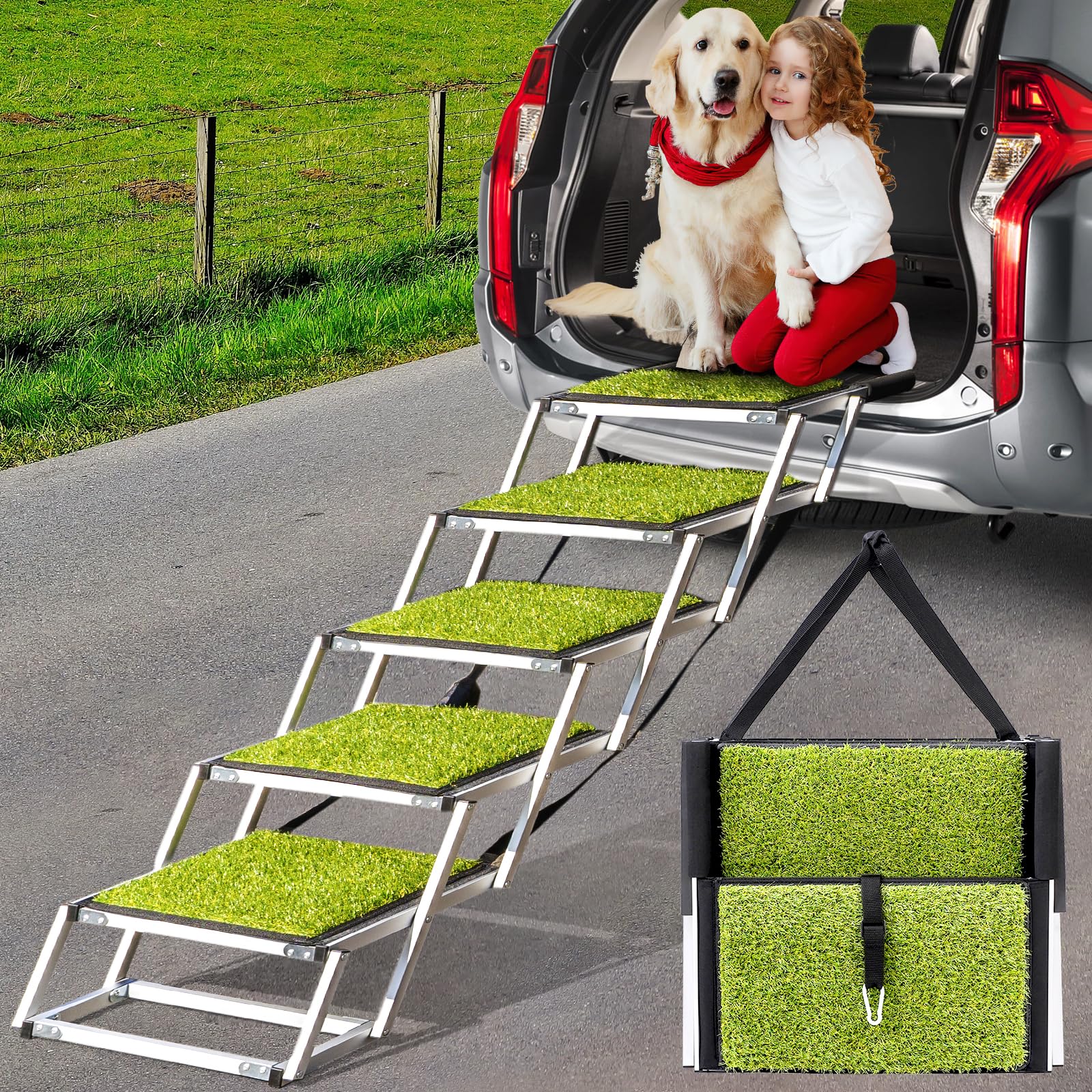 Dog Stair,Dog Ramps for Large Dogs SUV,Dog Ramp for Car,Dog Steps for