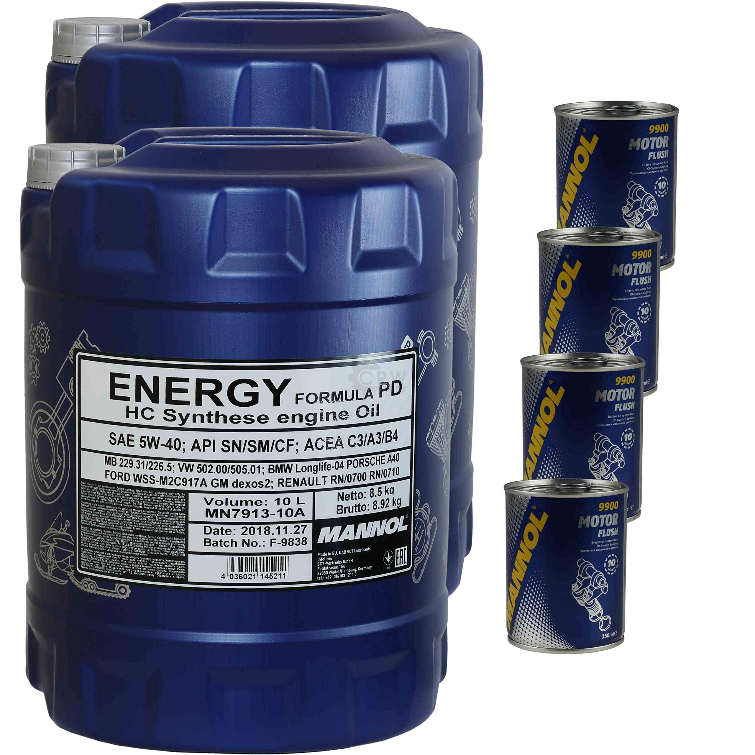 Mannol Energy Formula PD 5W-40 - Aceite para motor (20 L, 4 unidades)
