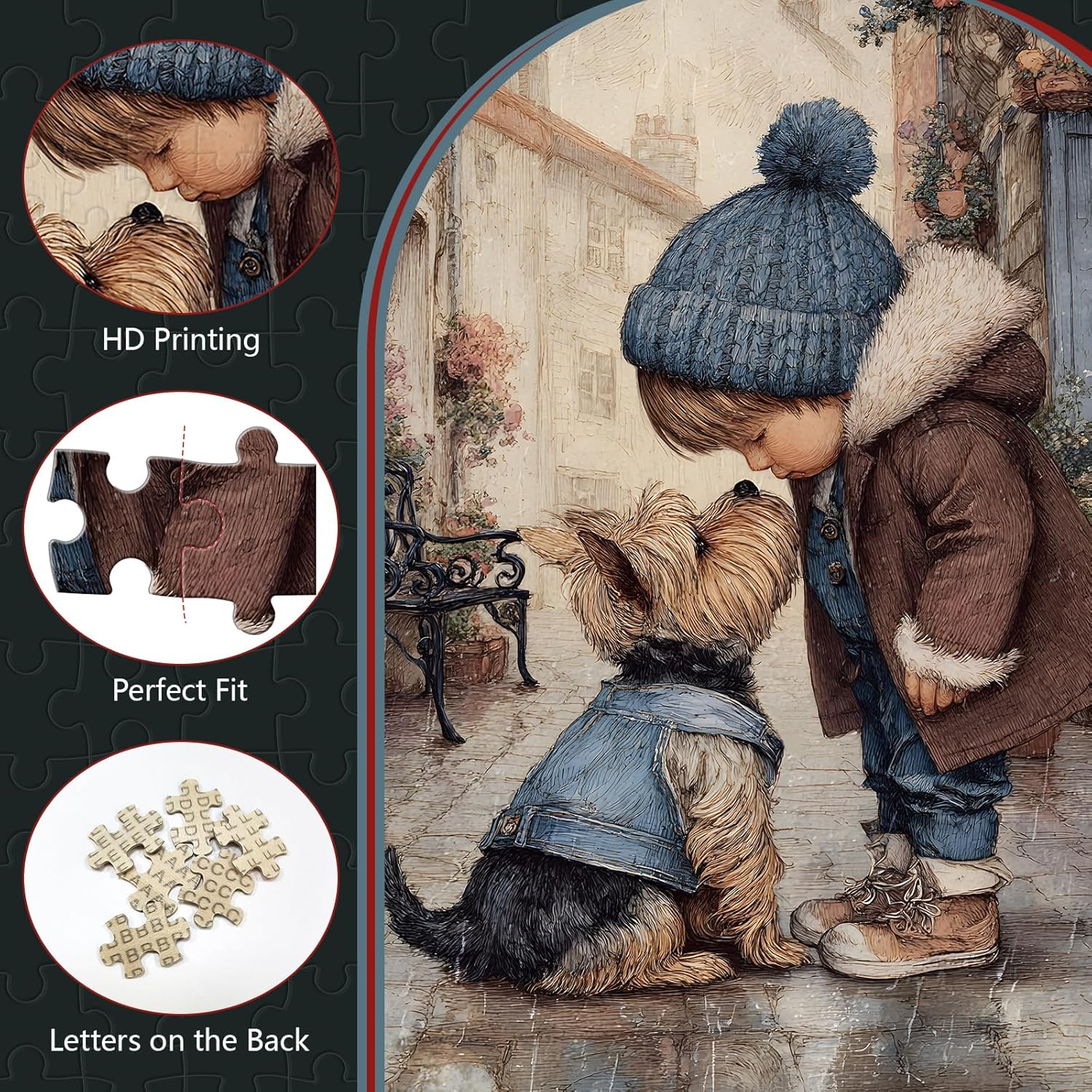 Great Jigsaw Puzzles for Adults 300 Pieces Little Boy Kissing Puppy Puzzles for Adults Toys Gift Family Decoration Kids Puzzle