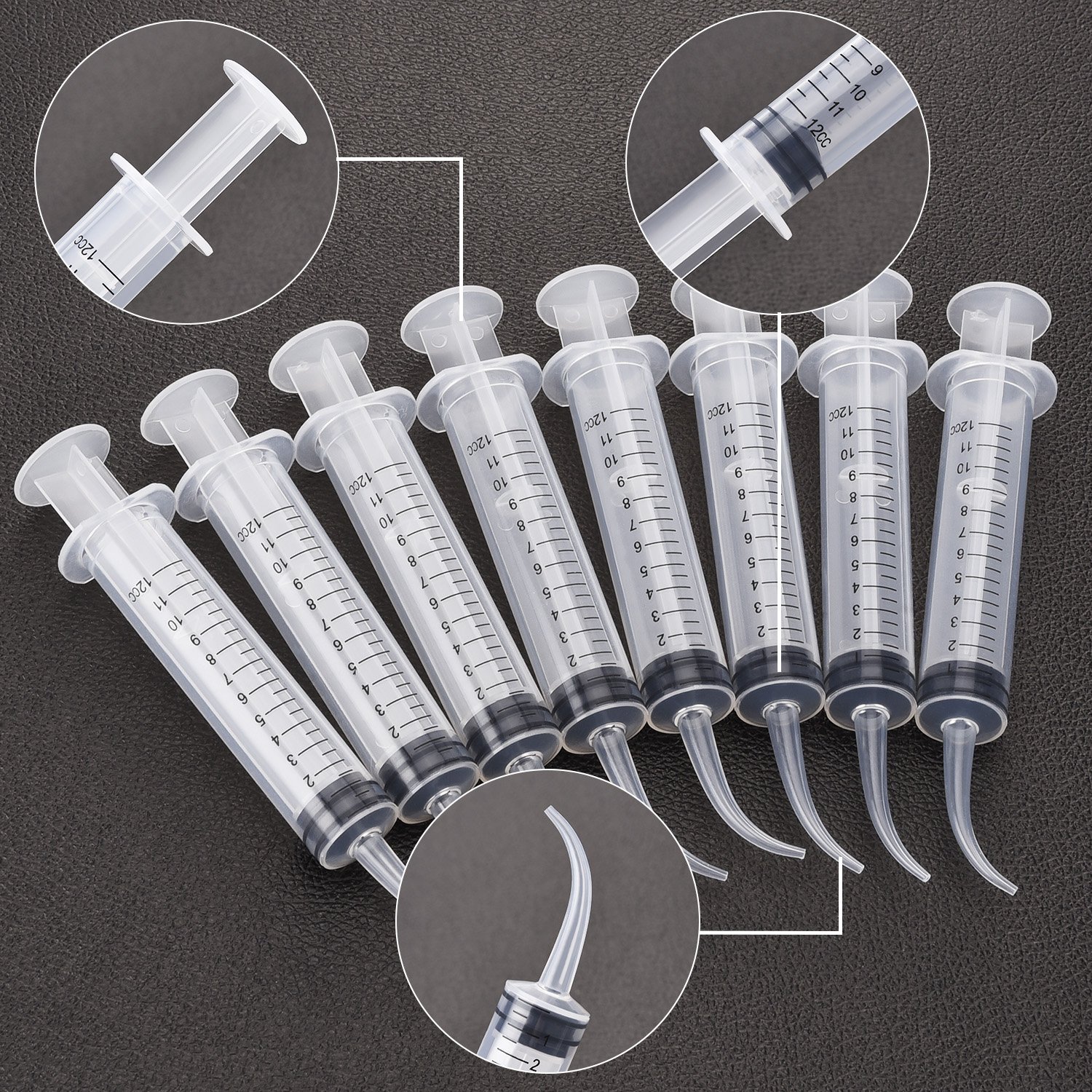 8 Pack Disposable 12cc Dental Syringe Dental Irrigation Syringe with Curved Tip, Tonsil Stone Squirt Mouthwash Cleaner（with Measurement） : Industrial & Scientific