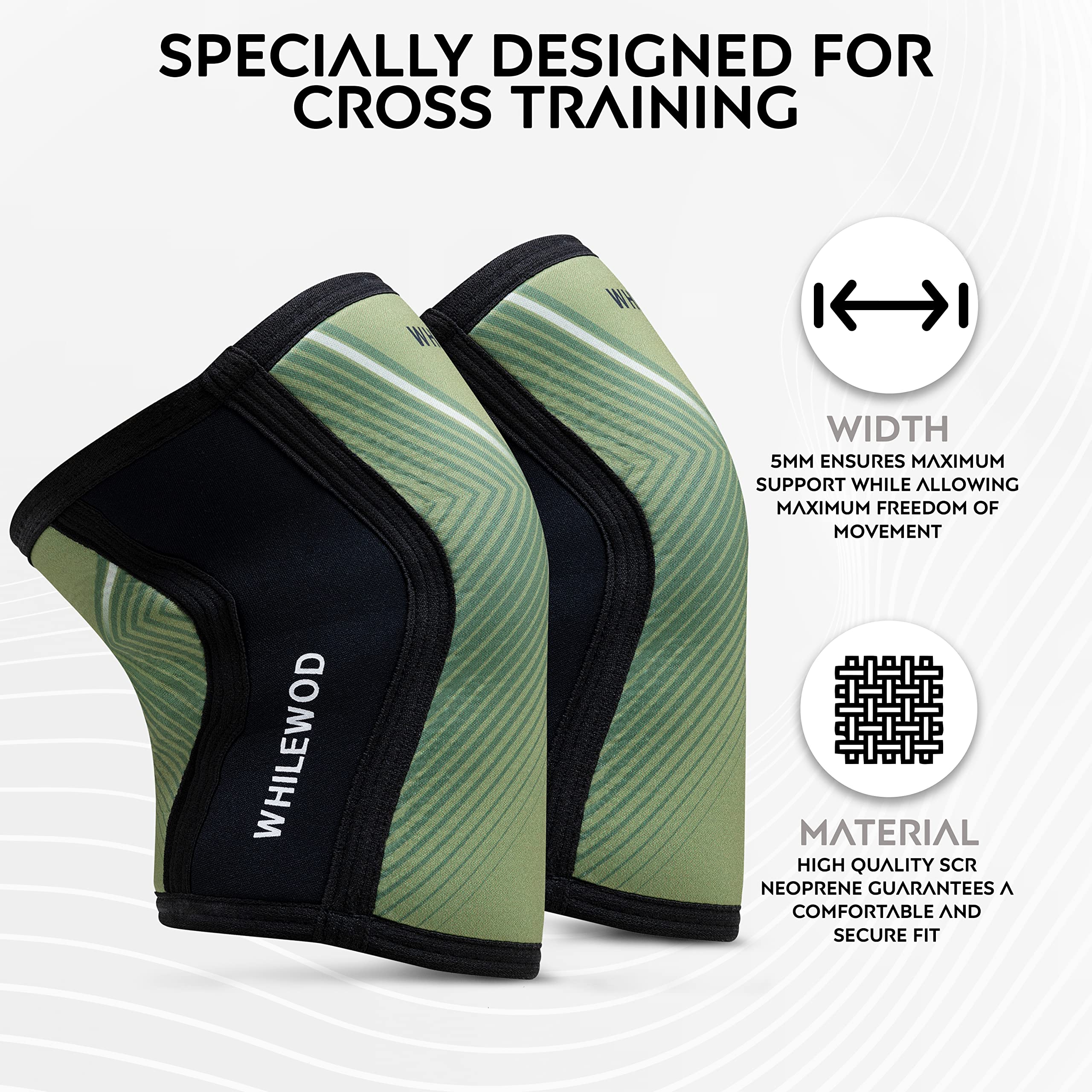 ginocchiere cross training, 5mm Neoprene, paio di ginocchiere powerlifting, ginocchiere palestra (Small)